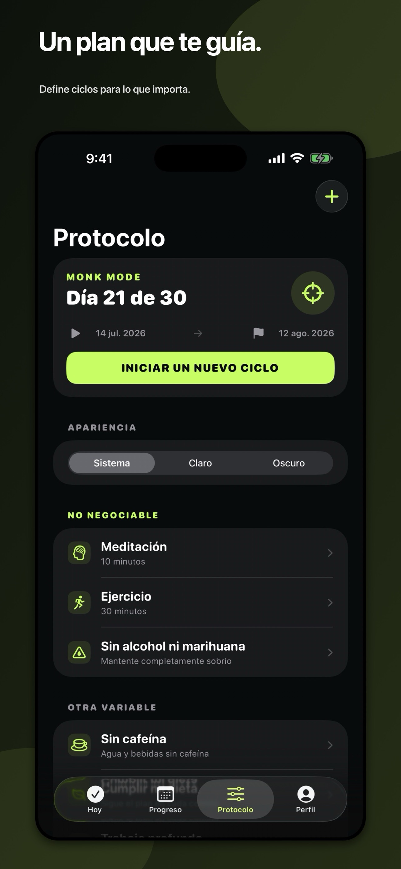 Habit protocol in Monk Mode